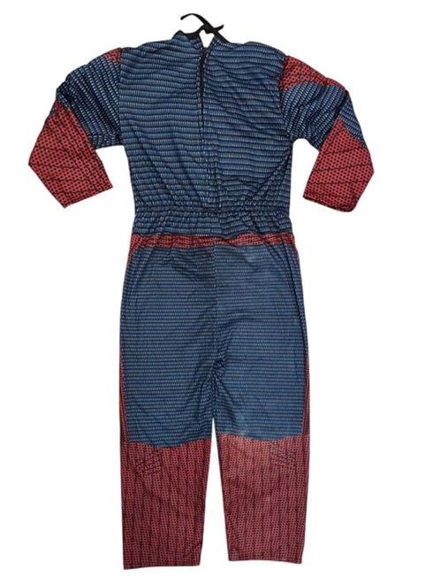 BookMyCostume 2 Pc Red Blue Web Hero Muscle-Look Superhero Costume with Padded Chest, Arms & Cloth Mask | Sublimation Printed Fancy Dress Outfit | Birthday Celebration Costume
